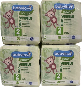 Екологічно чисті підгузки 2 розміру Babylove Nature 3-6 кг BOX 112 штук