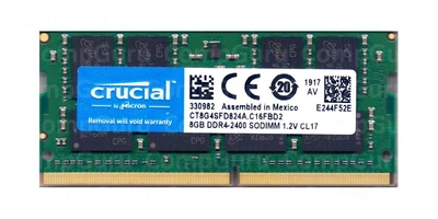 Оперативная память для ноутбука Crucial DDR4 8GB 2400MHz SO-DIMM PC4-2400 (CT8G4SFD824A.C16FBD2)