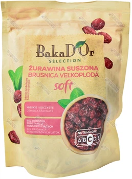 Клюква сушеная мягкая BAKAD'OR подслащеная Zurawina suszona Soft 180 г