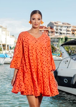 Пляжная туника с вышивкой Fresh Cotton 4070 F-010 C 44(M) Оранжевый