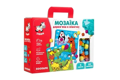 Мозаика Vladi Toys с деревянными деталями Зоопарк