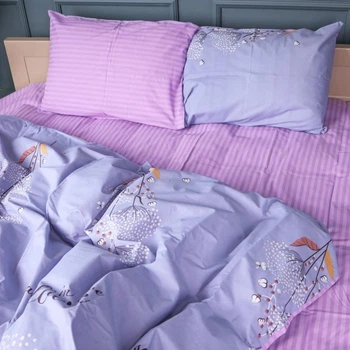 Комплект постільної білизни MirSon Полуторний 143х210 см Бязь 17-0760 Violet blossoms (2200010936629)