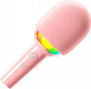 Караоке-мікрофон PlaySound Pink бездротовий з ефектом зміни голосу та RGB-підсвічуванням (Bluetooth/USB/TF), рожевий