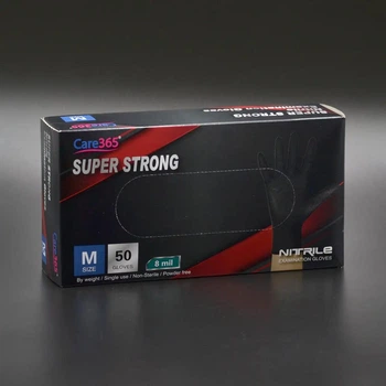 Перчатки нитрил суперпрочные черные "Care365" Super Strong (M) 8 грамм