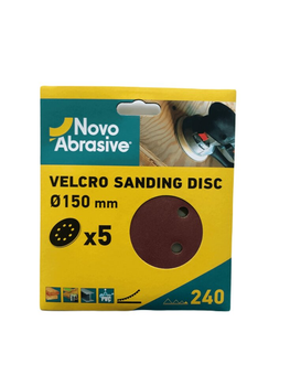 Круг шліфувальний самозачепний NovoAbrasive 150 мм Р240, 8 отворів, 5 шт (NASD8150240)