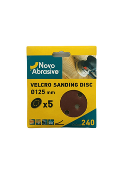 Круг шліфувальний самозачепний NovoAbrasive 125 мм Р240, 8 отворів, 5 шт (NASD8125240)
