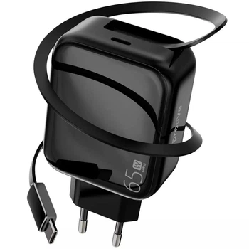 Зарядний пристрій з вбудованим кабелем Type-C 1м Proove Fixtape GaN 65W Type-C чорний (WCFP65010201)