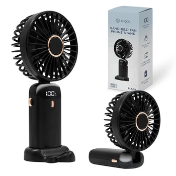 Вентилятор ручной с аккумулятором и дисплеем и ремешком Led Digital Display Fan N15 Black