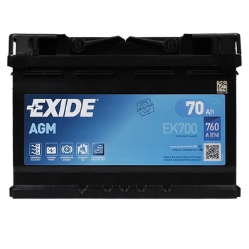 Автомобільний акумулятор EXIDE Start-Stop AGM 70Аh 760A R+ EK700