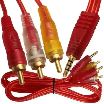 Шнур штекер 3.5мм 4C - 3 штекера RCA, gold, 1,2м, прозрачный
