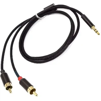 Шнур mini штекер 3.5 стерео - 2 штекера RCA, gold, 1м