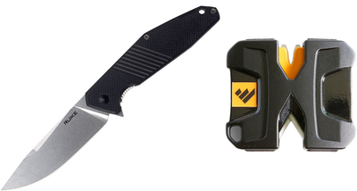 Набір Кишеньковий ніж Ruike D191-B Чорний + Точилка механічна Work Sharp WSEDCPVT (WSEDCPVT-I)