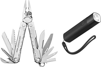 Набір Мультитул Leatherman Rebar у коробці Standard (831557) + Ліхтарик ручний акумуляторний Xiaomi SoloveX3S 3000 мА-год з функцією power bank Black (Solove X3S Black)