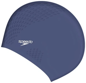 Шапка для плавания Speedo синяя силиконовая для защиты волос от хлора унисекс для пловцов