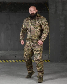 Тактичний костюм Defender Мультикам з футболкою, саржа, капюшон, пояс на резинці, манжети на хлястиках L
