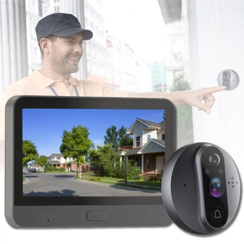 Wi-Fi домофон з камерою та двостороннім зв'язком Tuya Smart Life, бездротовий відеодомофон дверний дзвінок Чорний LSF-300-Black