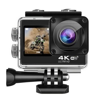 Водонепроницаемая экшн-камера 4К Ultra HD WiFi Aciton Camera, спортивная камера с пультом управления Черная WHQ-60-Black