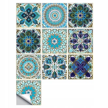 Самоклеящаяся ПВХ плитка Patchwork 20x20 см, 10 шт, водостойкие панели для стен и пола (0,4 м²) узор № 17