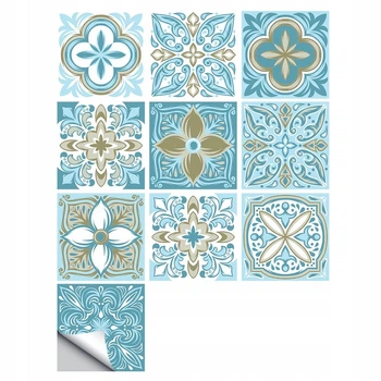 Самоклеящаяся ПВХ плитка Patchwork 20x20 см, 10 шт, водостойкие панели для стен и пола (0,4 м²) узор № 18