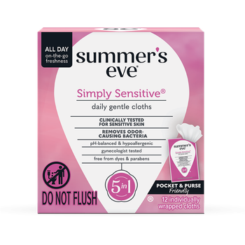 Серветки очищувальні для інтимної гігієни Summer's Eve Simply Sensitive Дерматологічно протестовані 12 шт.