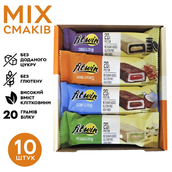 Батончик FitWin Protein Bar 33% MIX, 10x60 грам