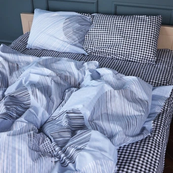 Підковдра MirSon Бязь 17-0748 Circles in Checks 175х210 см (2200010847383)