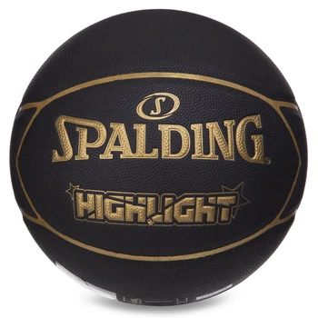 Баскетбольный мяч №7 SPALDING HIGHLIGHT Полиуретан для зала черный 76869Y