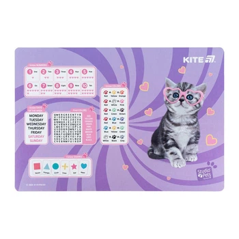 Покрытие на стол Kite StudioPets "Котёнок" 500 мкм 42.5х29 см пластик фиолетовое (SP25-207)