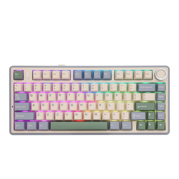Игровая Клавиатура AULA F75 White-Green Беспроводная Механическая 2.4G/Bluetooth/USB type-c RGB Подсветка С Поддержкой HOT-SWAP
