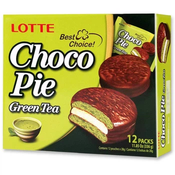 Пирожное шоколадное Lotte Choco Pie Зеленый чай 336 г