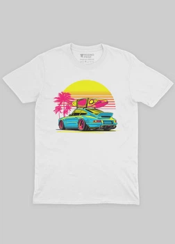 Футболка для хлопчика MODNO з авто-мото принтом "Retro Wave Porsche" 122-128 см Білий (TS001-013-2-074-F-WHI-B)