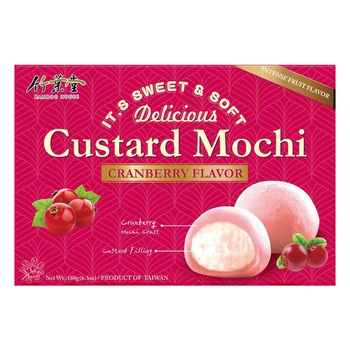 Пирожное моти Bamboo House Gustard Mochi Сranberry Flavor с заварным кремом клюква 180 г