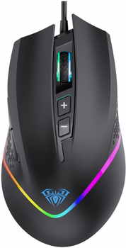 Мышь Aula f805, Black, usb, 6400 dpi, кнопки 7 шт., rgb, подключение проводное, кабель 1.5 м (6948391212906)
