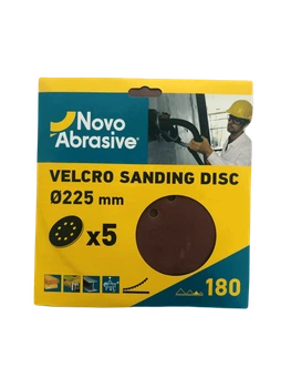 Круг шлифовальный самозацепной NovoAbrasive 225 мм Р180, 8 отверстий, 5 шт (NASD8225180)