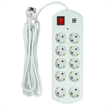 Мережевий фільтр для офісу 10 розеток, 2xUSB PowerPlant