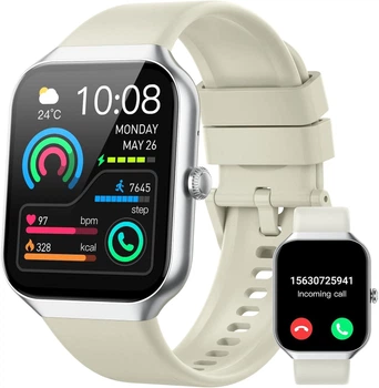 Смарт-годинник Smart Watch 1.96" для дзвінків із вимірюванням кисню в крові, водонепроникний IP68, бежевий