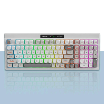 Беспроводная игровая клавиатура LANGTU L102 Tri-Mode RGB, Bluetooth (3-каналы), 2.4G, светодиодная подсветка RGB с экраном, клавиатура PBT, 4000 мАч, раскладка QWERTY ENG-UA - белый