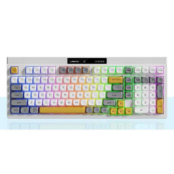 Игровая клавиатура LANGTU L102, проводная USB Type-C, светодиодная подсветка RGB с экраном, клавиатура PBT, раскладка QWERTY ENG-UA – серый с белым