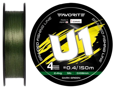 Шнур Favorite U1 PE 4x 150м #0.4/0.108мм 5lb / 2.4кг dark green