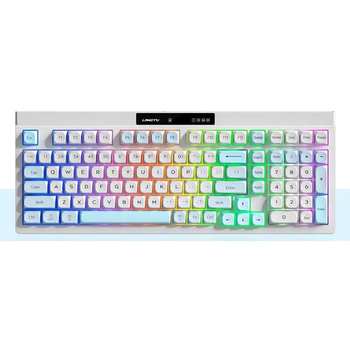 Игровая клавиатура LANGTU L102, проводная USB Type-C, светодиодная подсветка RGB с экраном, клавиатура PBT, раскладка QWERTY ENG-UA – голубой с белым