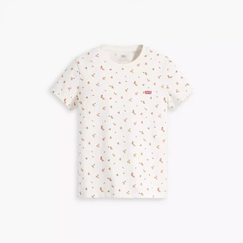 Футболка бавовняна жіноча Levi's The Perfect Tee 391850264 XS Кремова з принтом (5401128196265)