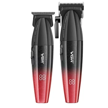 Набор VGR V-640 для стрижки волос, машинка с триммером, 9 насадок, аккумулятор 2000 мАч, красный