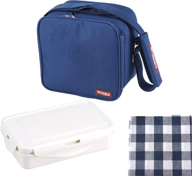 Сумка для обедов Bergner Walking business 23х22х13.5 см (5 предметов) Голубая (BG-3652-BL)