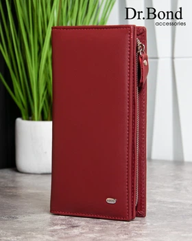 Большой женский кошелек Classic с магнитным замком из натуральной кожи DR. BOND PR-230725-37805 бордовый