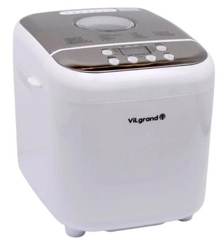 Хлебопечка 19 программ Vilgrand VBM6091_w, мощность 600 Вт, вес выпечки до 1000 гр, таймер, 1 тестомес, режим ферментации, размораживания