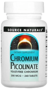 Хром пиколинат Source Naturals Chromium Picolinate 200 мкг 240 таблеток в упаковке (ARE-573896)