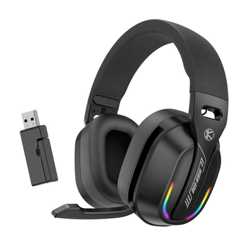 Ігрові бездротові навушники KOMC GT100 з мікрофоном і RGB-підсвіткою | Bluetooth 5.4 + 2.4G + AUX | для ПК, PS4, PS5, Xbox, телефону | Чорні