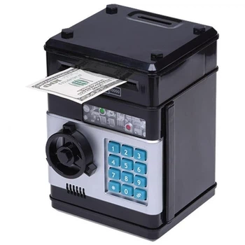Детская электронная копилка-сейф RIAS Number Bank с кодовым замком и купюроприемником Black (3_06179)