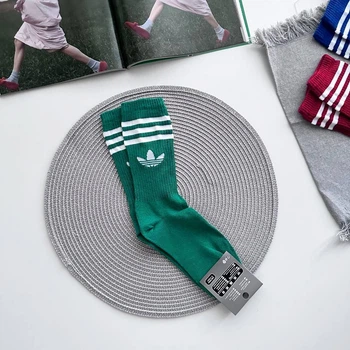 Мужские спортивные носки высокие с принтом Adidas цветные, Зелені/42-45р.