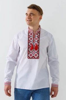 Сорочка вишиванка чоловіча Француз 2XL Біло-червоний